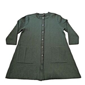 COS Womens Textured Knit Long Quilted Jacquard Raisin Cardigan Coatigan Green S